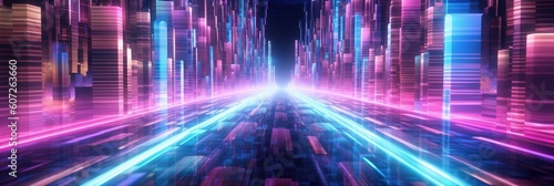 abstract futuristic background with pink blue glowing neon moving high speed wave lines and bokeh lights. Data transfer concept Fantastic wallpaper  Ai Generative