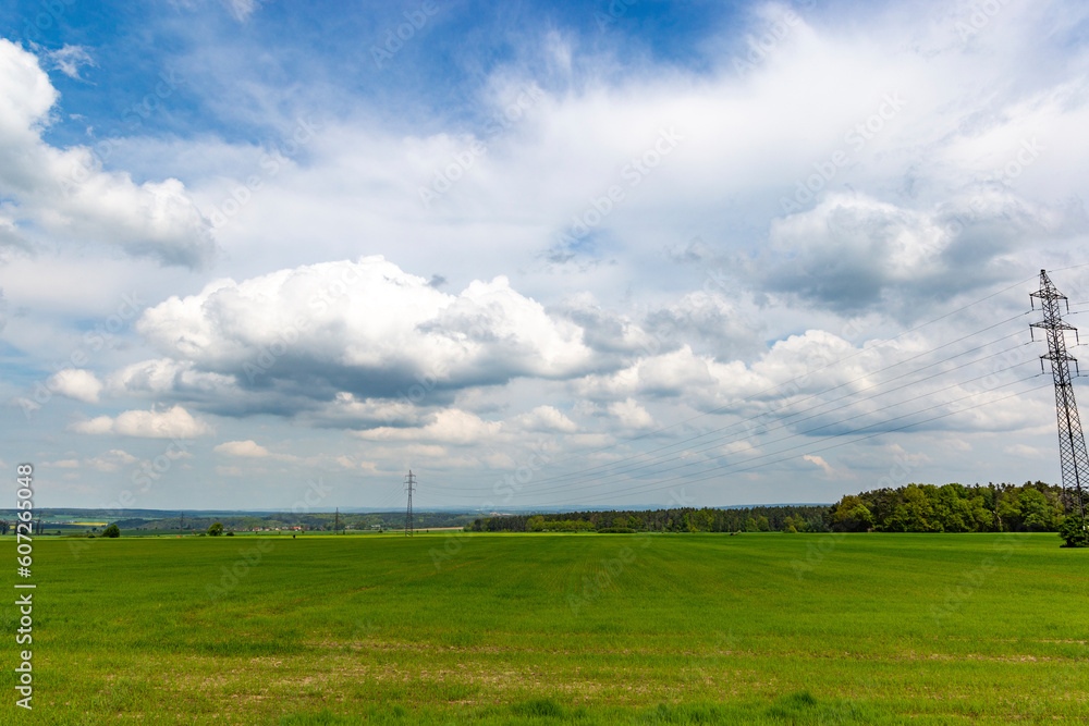 Summer landscape, with fields and blue sky. European countryside. Summer landscape, with fields and blue sky. European countryside.