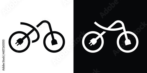logo design bicycles and electrical cable icon vector illustration