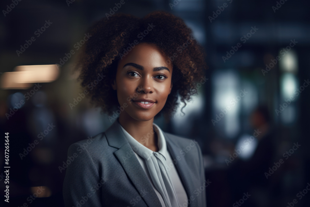 Bllack woman in a business suit standing in a confident pose. Woman's ...