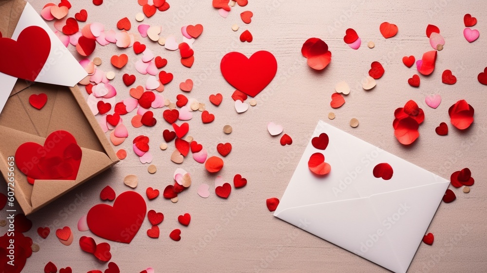 Valentine day background with envelope paper card Generative AI Valentine day background with envelope paper card Generative AI