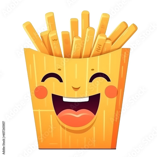 cute and funny french fries food character. Generative ai