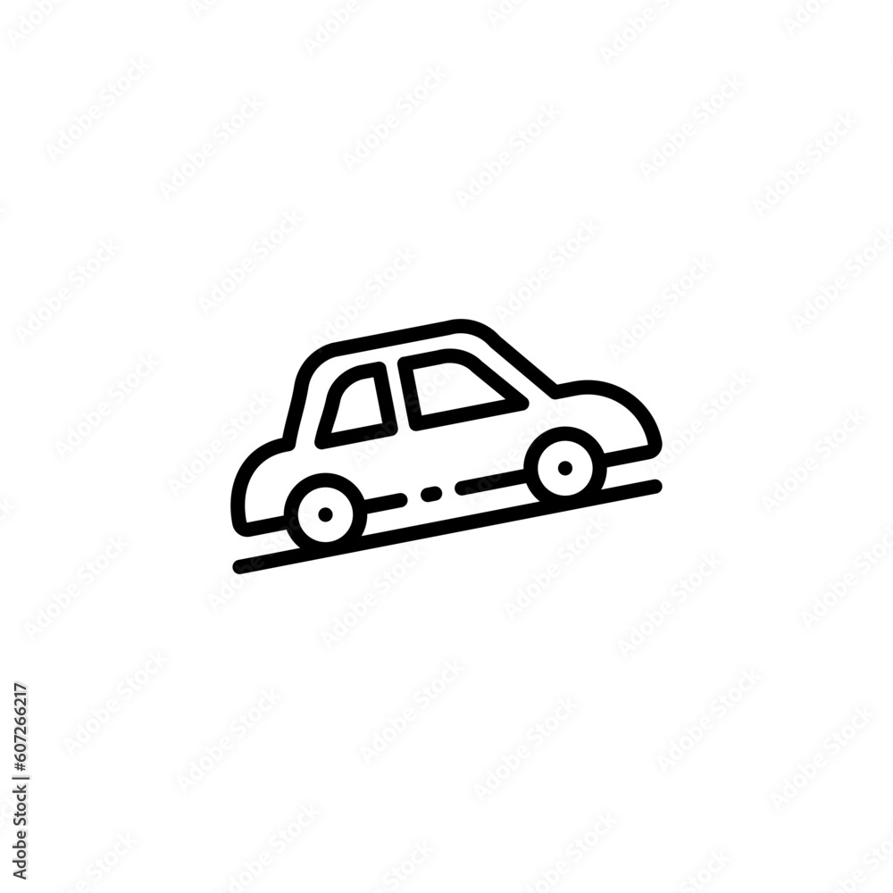 Automobile. line icon, black, car on the slope. Vector icon.