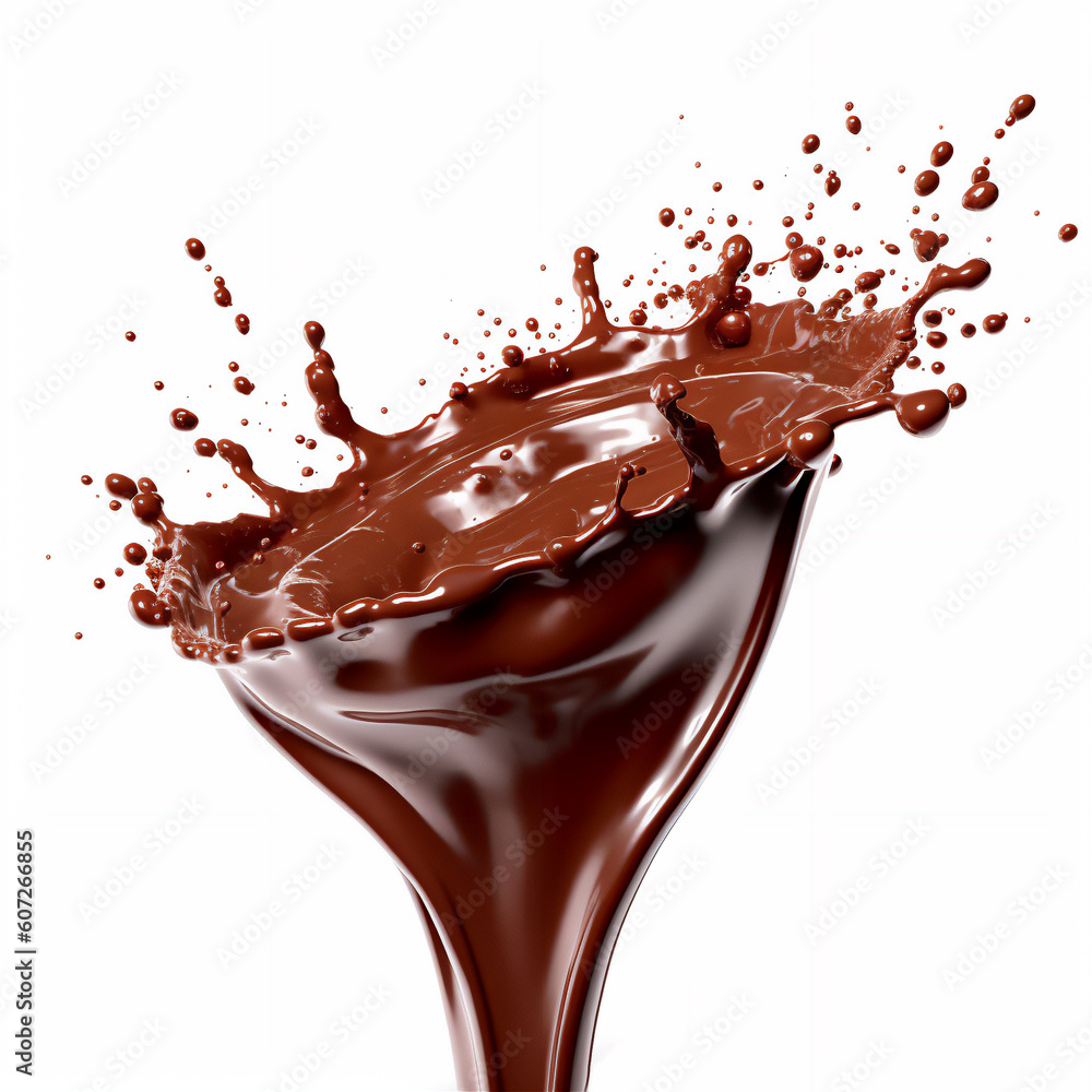 Chocolate splash isolated white Background for World Chocolate Day, create using Generate AI technology Chocolate splash isolated white Background for World Chocolate Day, create using Generate AI technology