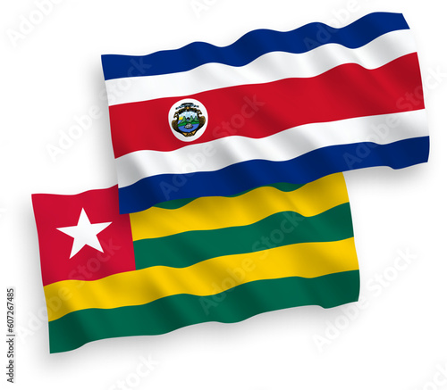 Flags of Togolese Republic and Republic of Costa Rica on a white background