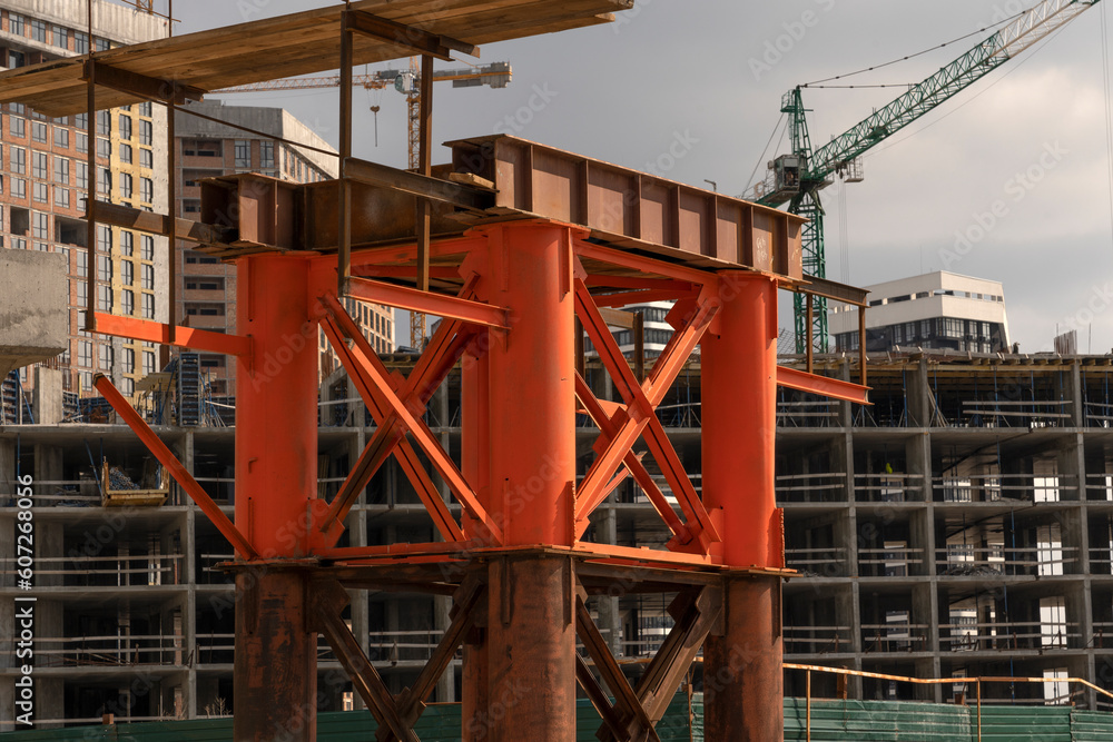 Construction site. structural elements for the construction of bridges and flyovers Construction site. structural elements for the construction of bridges and flyovers