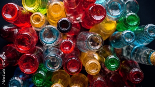 Empty colored carbonated drink bottles Generative AI