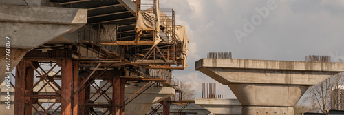 Construction site. structural elements for the construction of bridges and flyovers