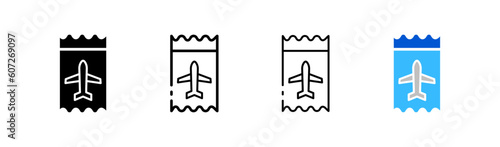 Air tickets. Various styles. color, air tickets icons set. Vector icons.