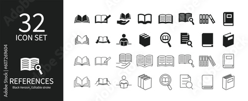 Icon set related to books and documents