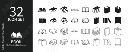 Set of book icons in various shapes photo