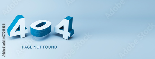 Obraz na płótnie 404 page not found error concept with 3d digits on blue background, 3D Rendering
