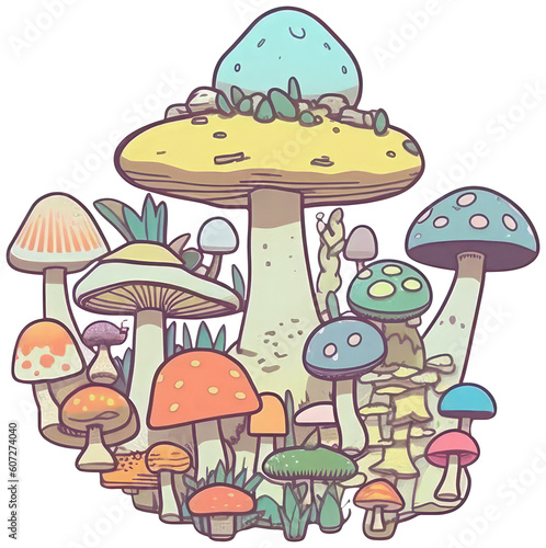 Mushroom sticker transparent illustration.
