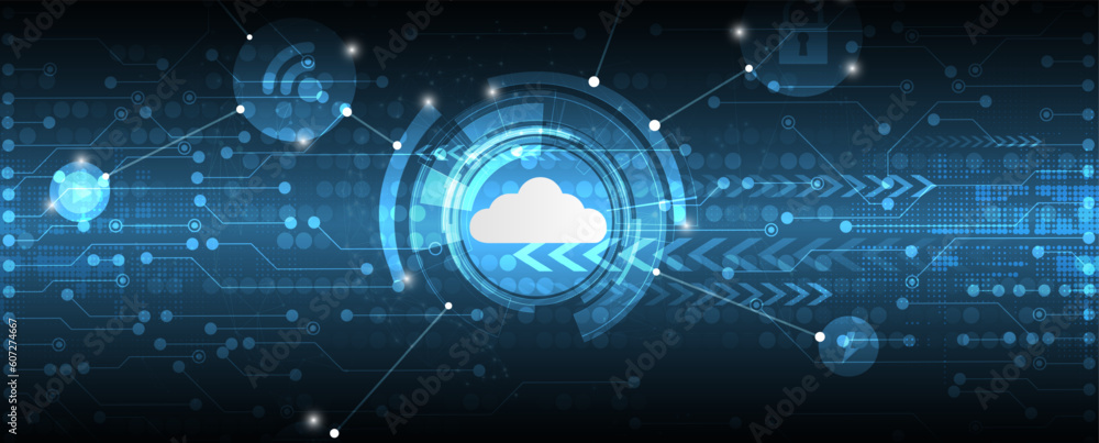 Fototapeta premium Cloud technology. Integrated digital web concept background