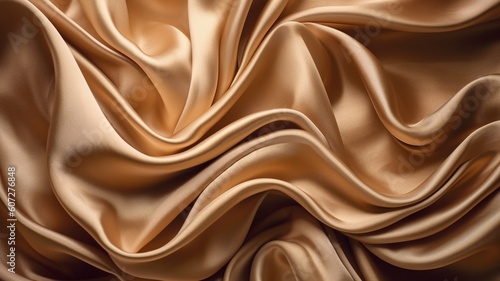 Golden Silk Waves Background Generative AI