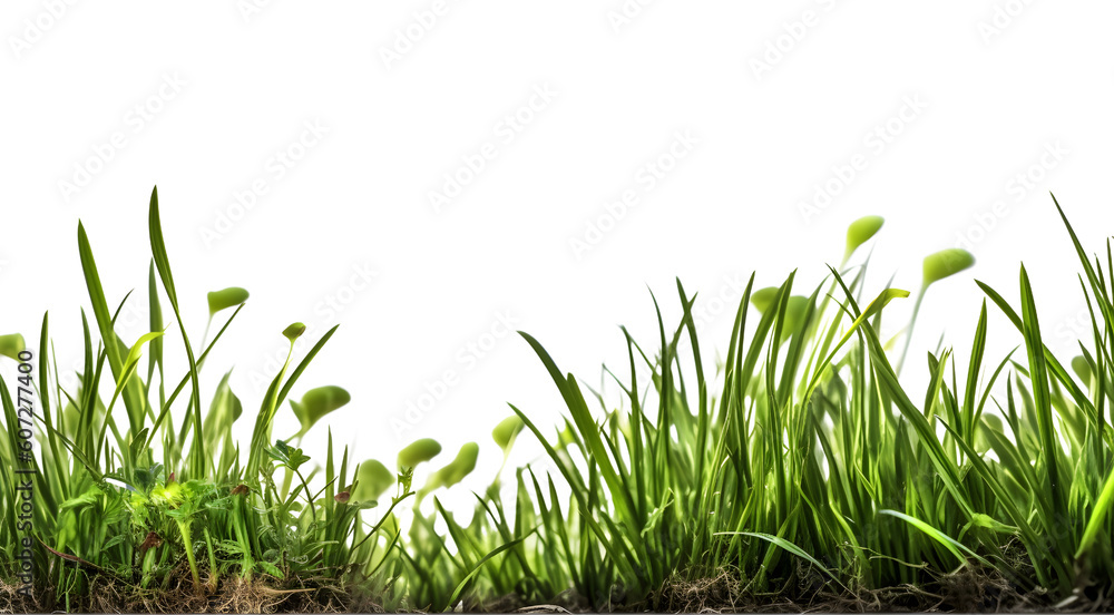 Fototapeta premium Fresh green grass side view, generative ai generated