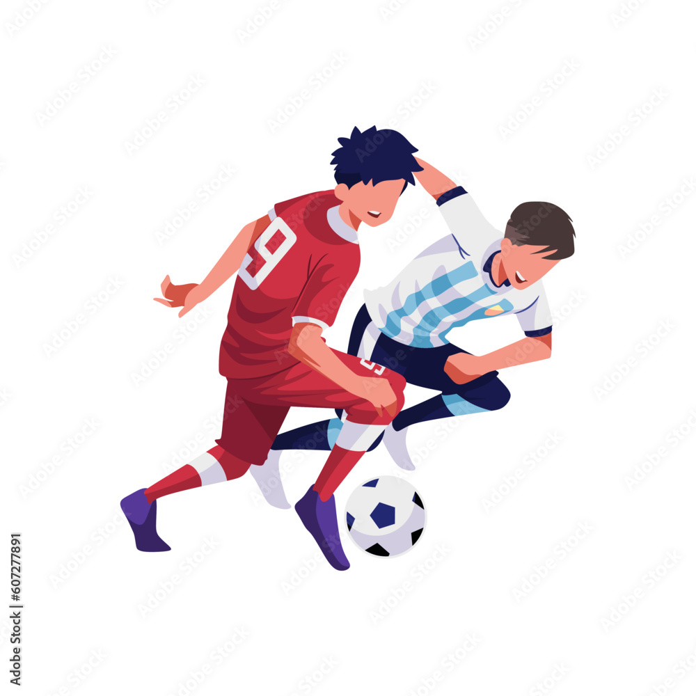 Illustration of a friendly match between Indonesia and Argentina, has the number 9 on his jersey.
