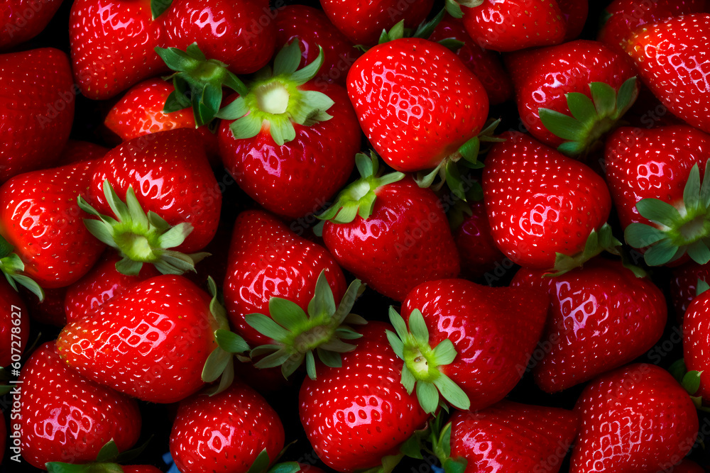 Fresh and sweet strawberrys background. A close up of strawberry. Generative AI Fresh and sweet strawberrys background. A close up of strawberry. Generative AI