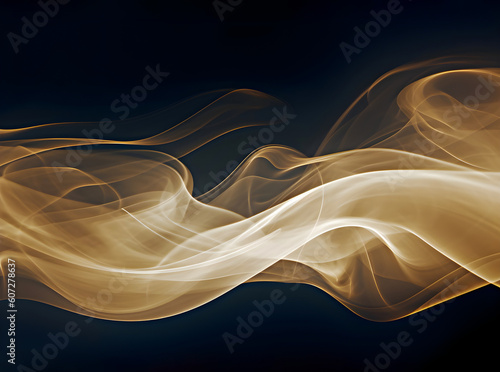 Texture of yellow smoke. Abstract yellow smoke on a black background. Steam texture. Generative AI