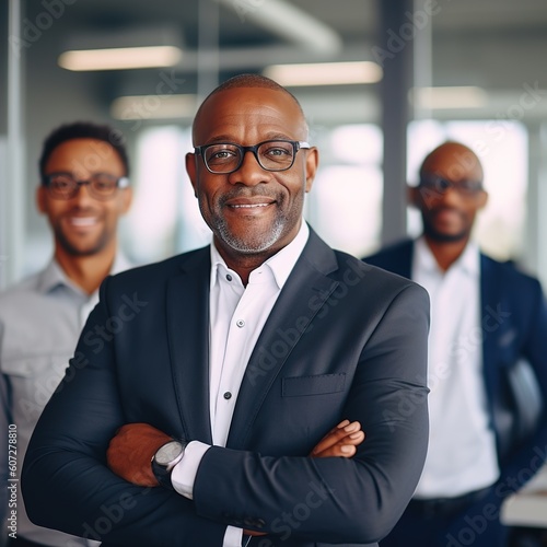 business businessman office mature middle aged meeting man portrait corporate manager black, created using generative ai technology