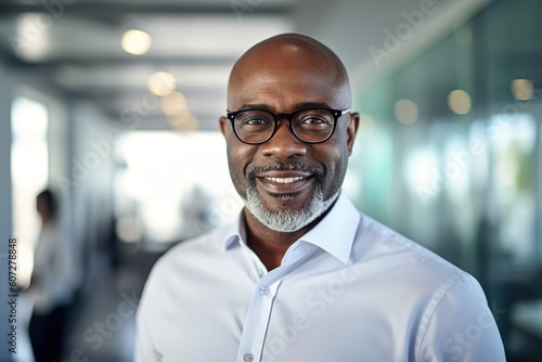 business businessman office mature middle aged meeting man portrait corporate manager black, created using generative ai technology