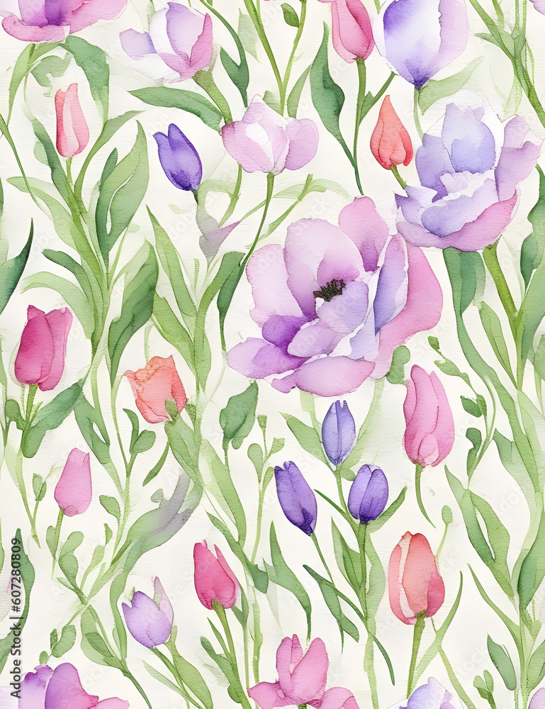 custom made wallpaper toronto digitalBeautiful floral seamless pattern with hand drawn watercolor wild herbs and flowers. Stock illustration.