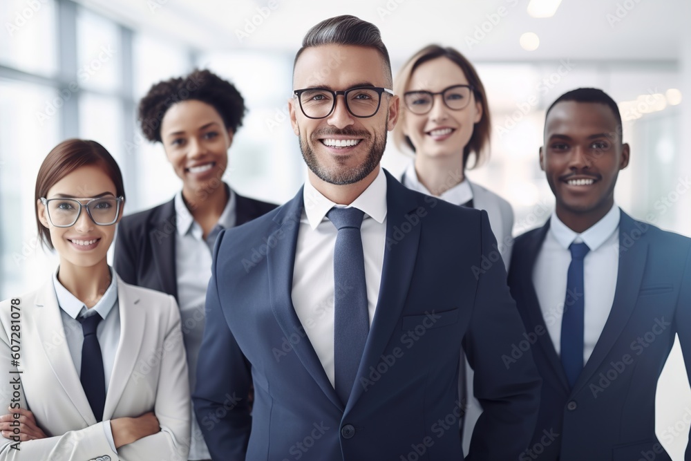 business team businesswoman businessman meeting office teamwork happy portrait together education cheerful colleague group, created using generative ai technlogy business team businesswoman businessman meeting office teamwork happy portrait together education cheerful colleague group, created using generative ai technlogy