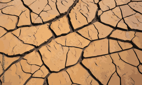 Dry and broken brown soil vector background , cracked earth soil ground texture