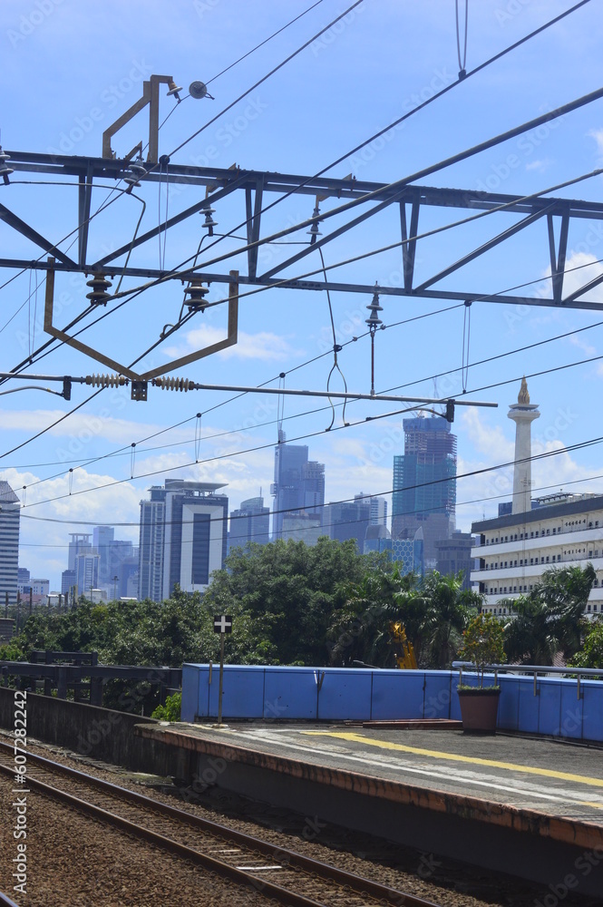 Fototapeta premium view of the city from the train