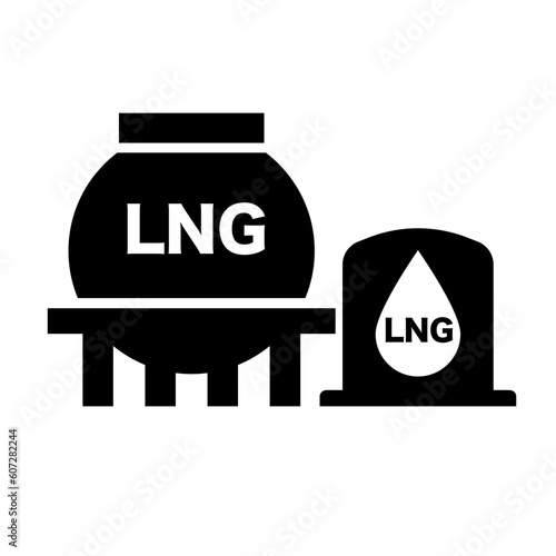 LNG tank and LNG storage silhouette icon. Vector.