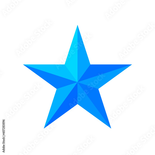 A blue star with 3d effect on a transparent background