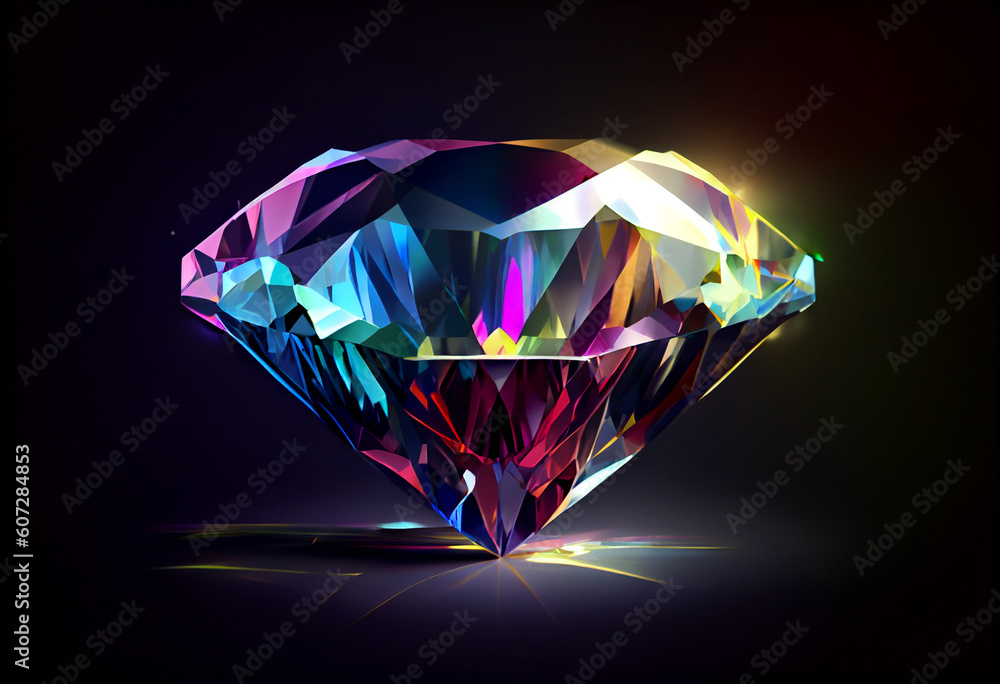 colorful of diamond isolated on dark background. Generate Ai. colorful of diamond isolated on dark background. Generate Ai.