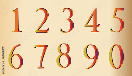 Colorful gradient font, numbers font