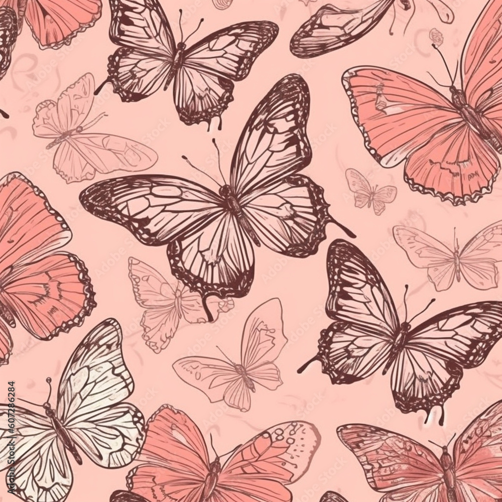 butterfly magic on pink background: enchanting seamless patterns for your interior