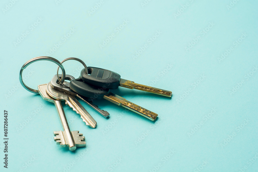 Keys with on color background with copy space Keys with on color background with copy space