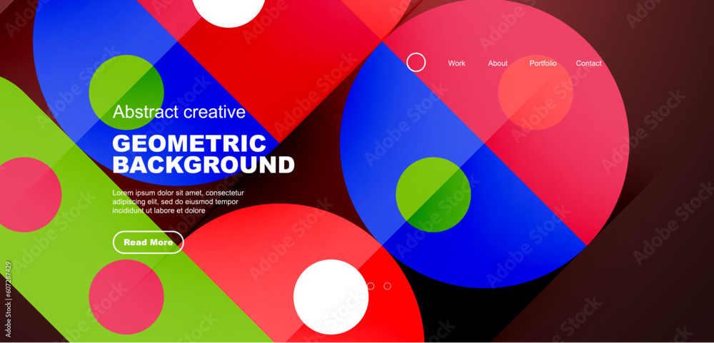 Abstract technology landing page background with circles and round elements. Creative concept for business, technology, science or print design Abstract technology landing page background with circles and round elements. Creative concept for business, technology, science or print design