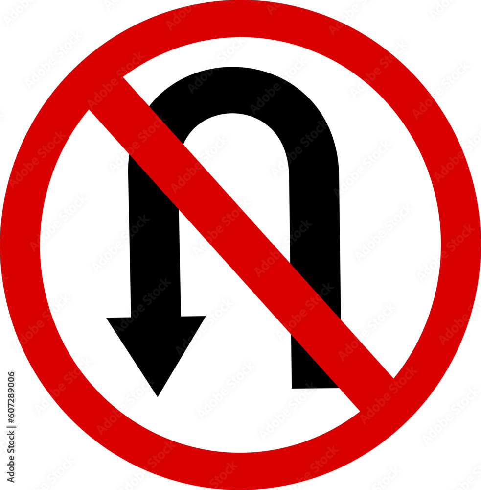 Warning traffic sign no U-TURN. Replaceable vector design. Warning traffic sign no U-TURN. Replaceable vector design.