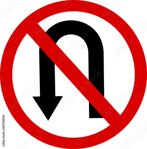 Warning traffic sign no U-TURN. Replaceable vector design. Free Download Warning traffic sign no U-TURN. Replaceable vector design. - GFXLoad