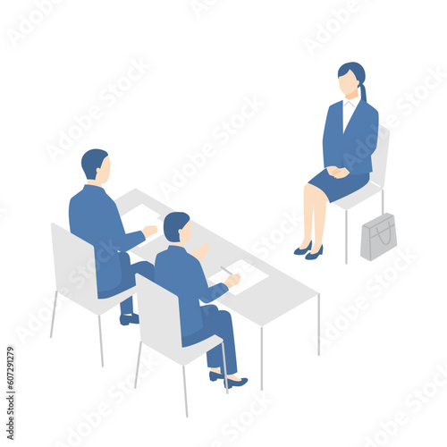面接を受ける女性と審査する面接官