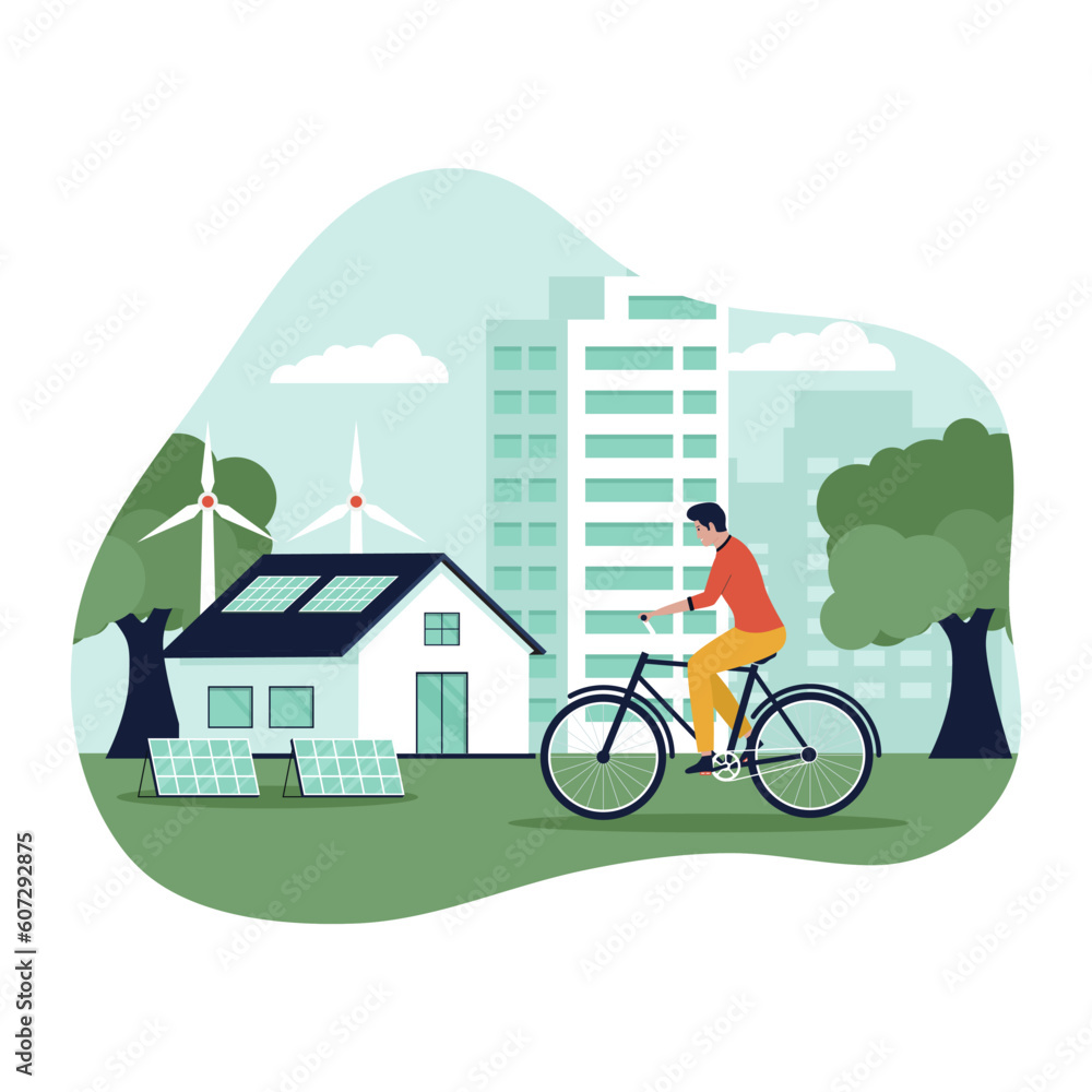 Vector concept of eco city. Illustration for website, landing page, mobile app, poster and banner. Trendy flat vector illustration Vector concept of eco city. Illustration for website, landing page, mobile app, poster and banner. Trendy flat vector illustration