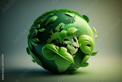 world environment and Earth day concept with green globe. Generate Ai