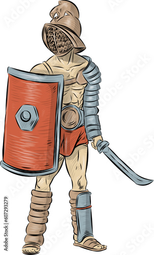 Spartacus.Gladiator warrior hand drawn