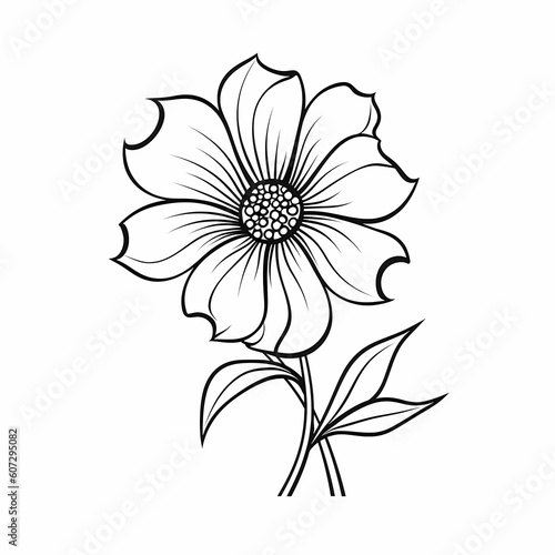 Continuous Line Art Of Flower Illustration