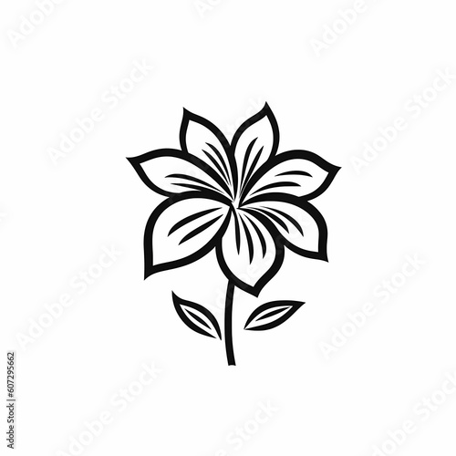 Flower Logo Cartoon Black Outline Illustration