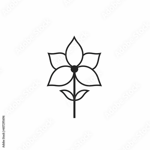 Flower Logo Cartoon Black Outline Illustration