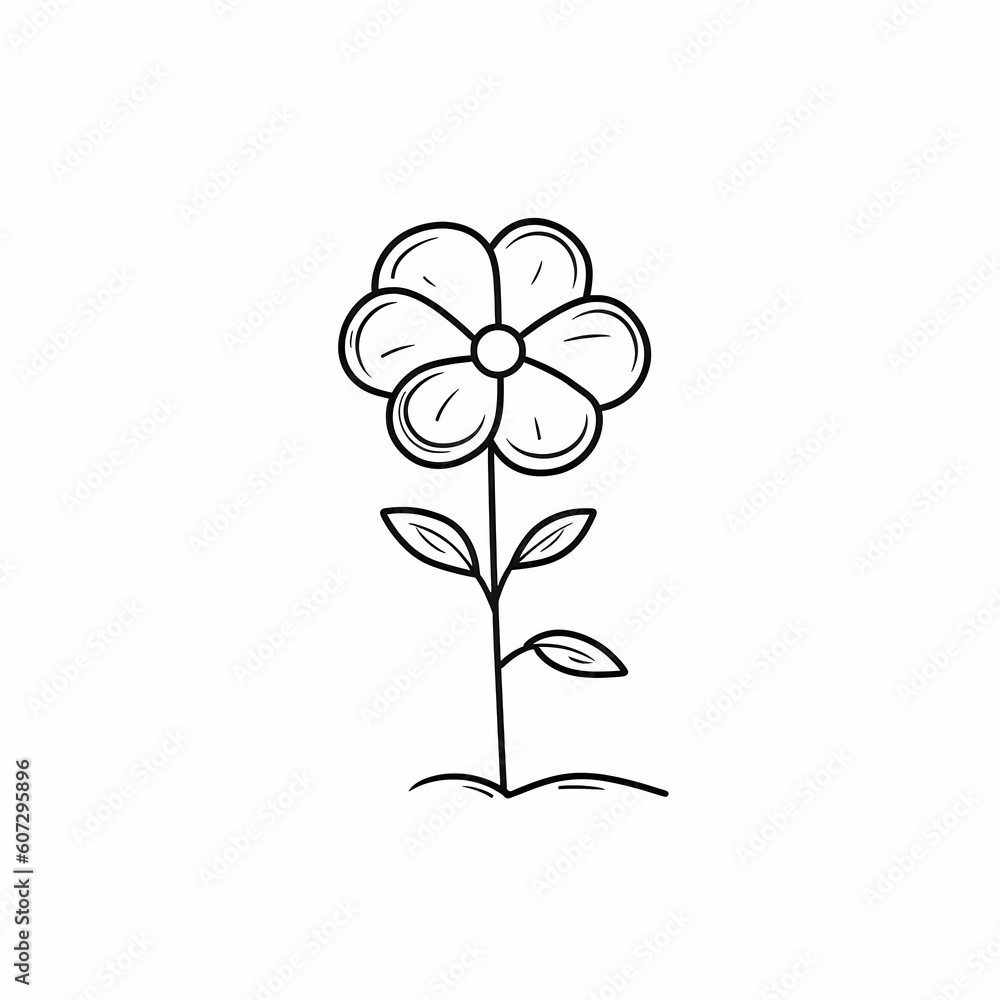 Hand Drawn Black And White Mini Flower Illustration