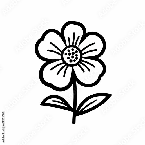 Hand Drawn Black And White Mini Flower Illustration