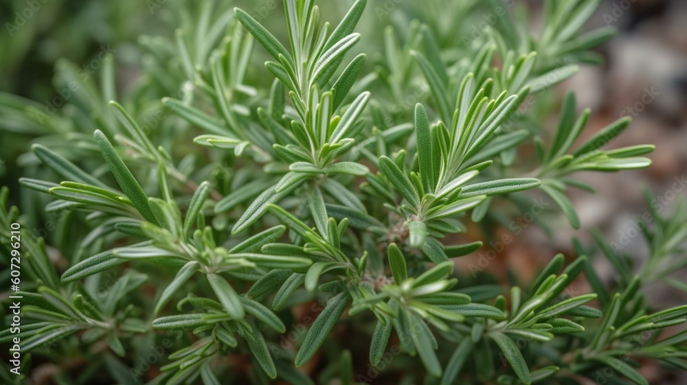 Rosemary plant in the garden Generative AI Rosemary plant in the garden Generative AI