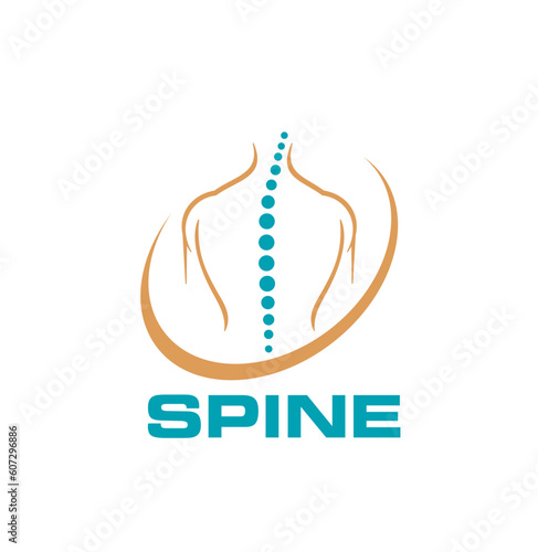 Spine chiropractic or physiotherapy icon, back pain therapy and body health vector symbol. Chiropractic massage and physiotherapy clinic or osteopathic chiropractor and body rehabilitation center sign