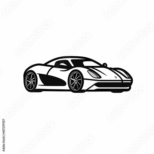 Simple Black Line Super Car Icon Illustration